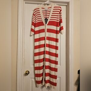 NWT Ava & Viv Red and Off White Striped Knit Dress. Size:2X.